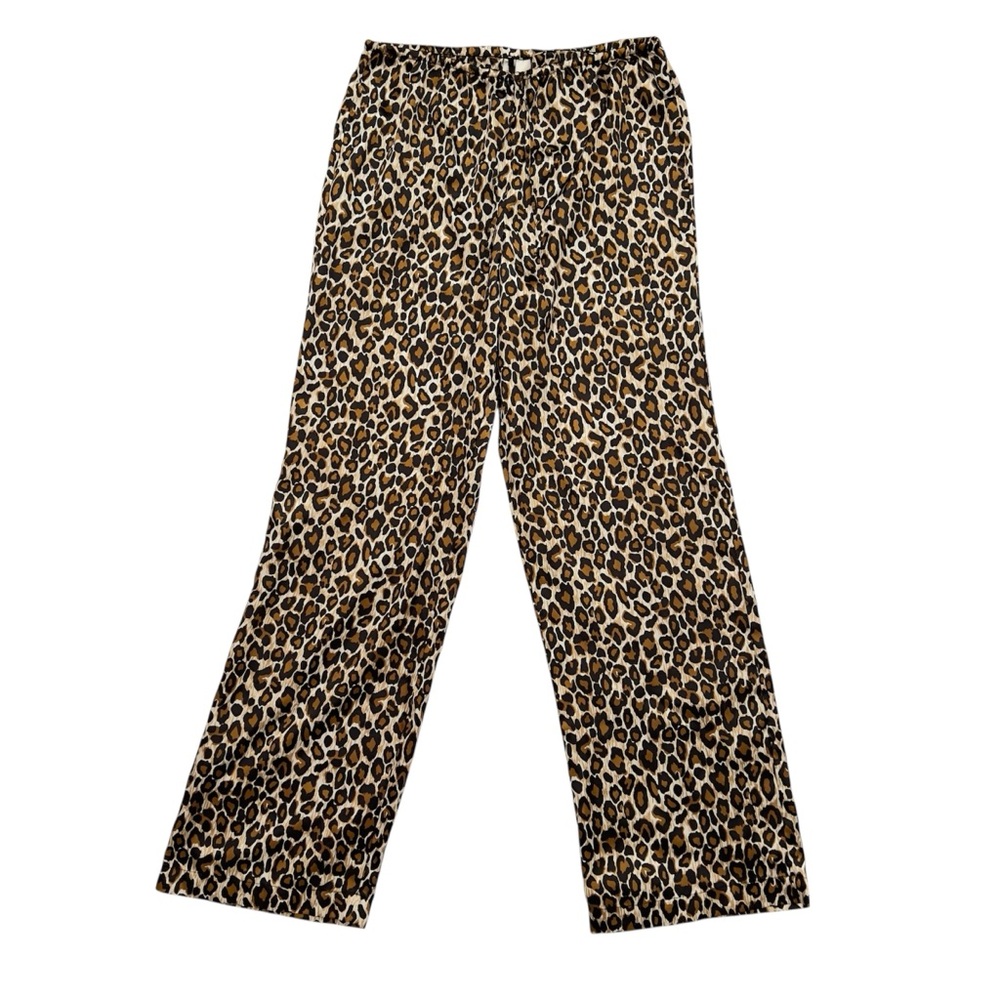 Silky Satin Leopard Cheetah Animal Print Straight Leg Sleep Pants Women’s Small